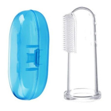 Напальчник детская зубная щетка для малышей + футляр синий